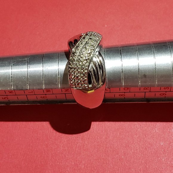 925 Studded Ribbon Ban Ring - Picture 3 of 6